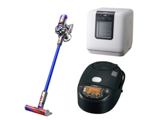 家具家電レンタルラクリアーズの食洗器、炊飯器、スティック掃除機のセット